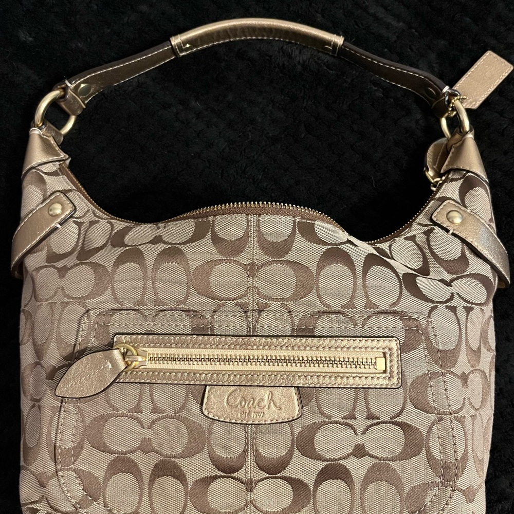 Coach Brown Hobo Shoulder Bag with Signature Design